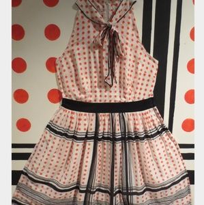 50's style anthropogie orange poko-dot dress