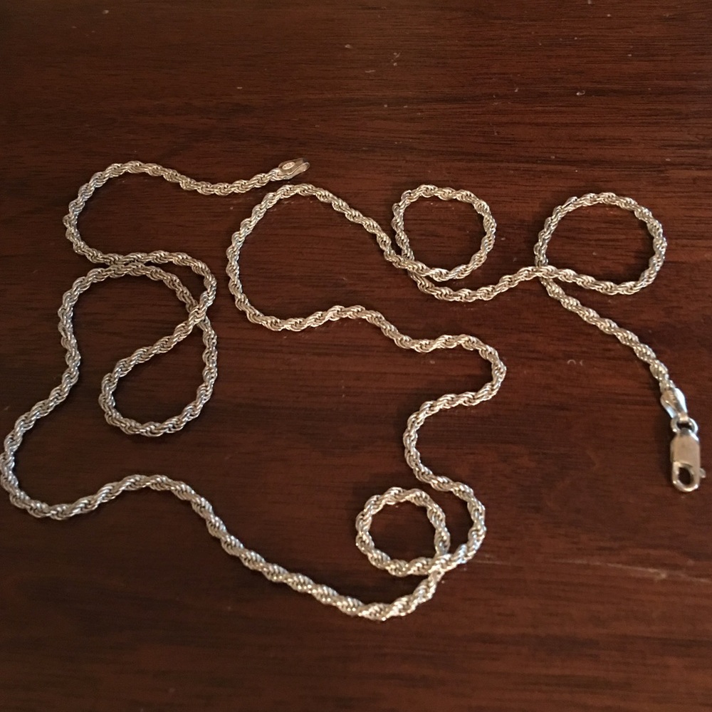 925 Silver rope chain necklace 29"