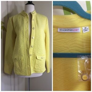 Isaac Mizrahi Live Yellow Quilted Jacket Sz Medium