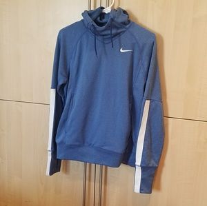Nike Women's Dri-fit Blue Hoodie with White stripe