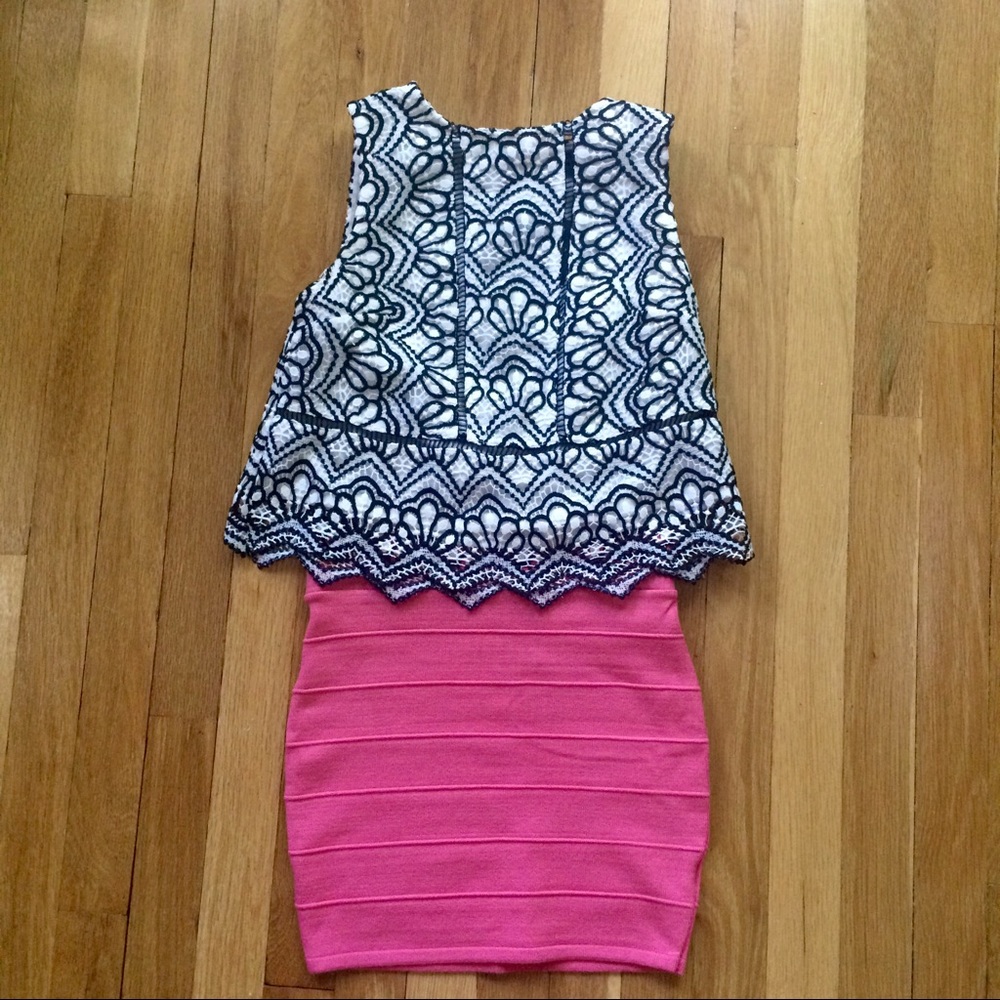 Coral Pink Bandage Mini Skirt