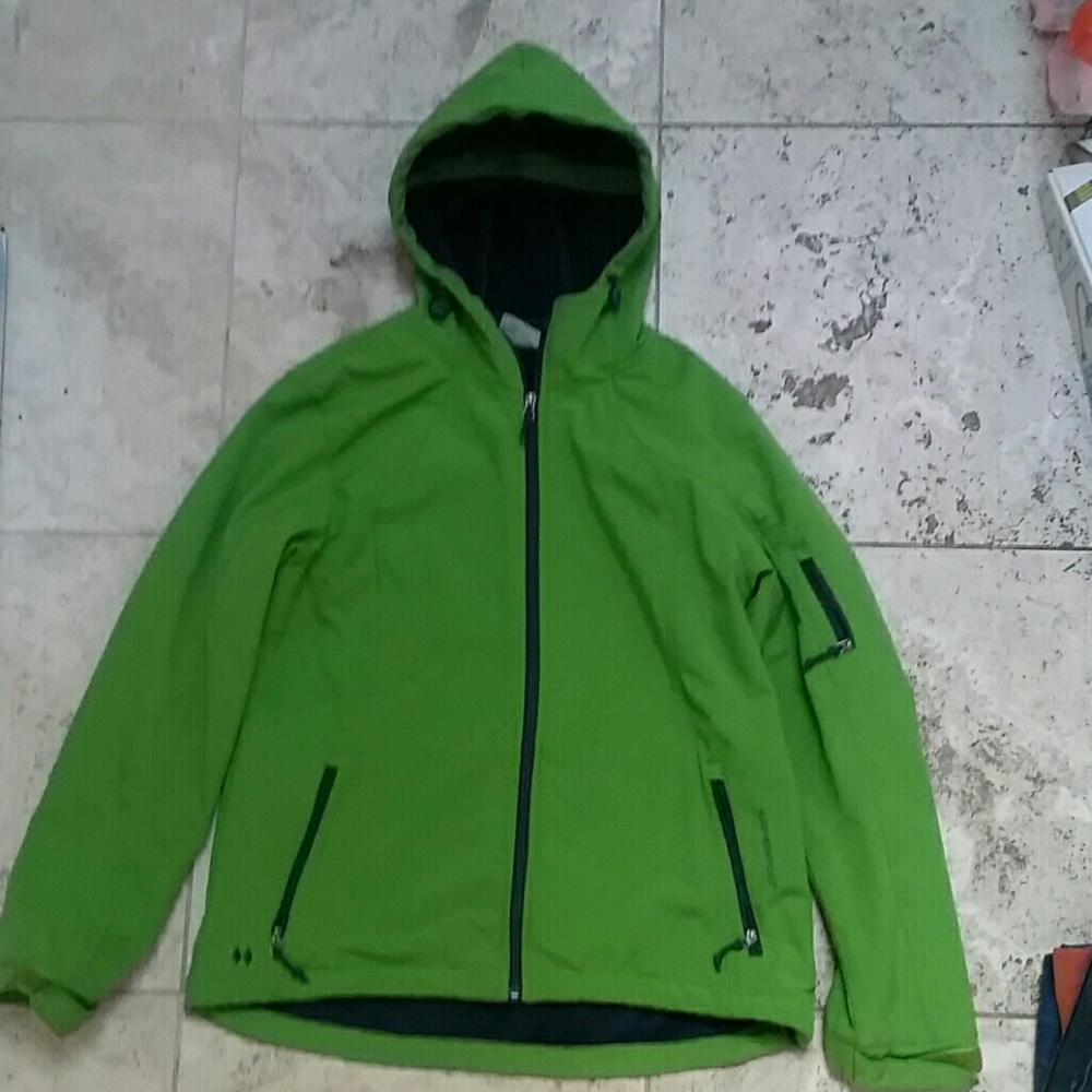 Green rain jacket