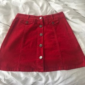 BDG corduroy button skirt in red