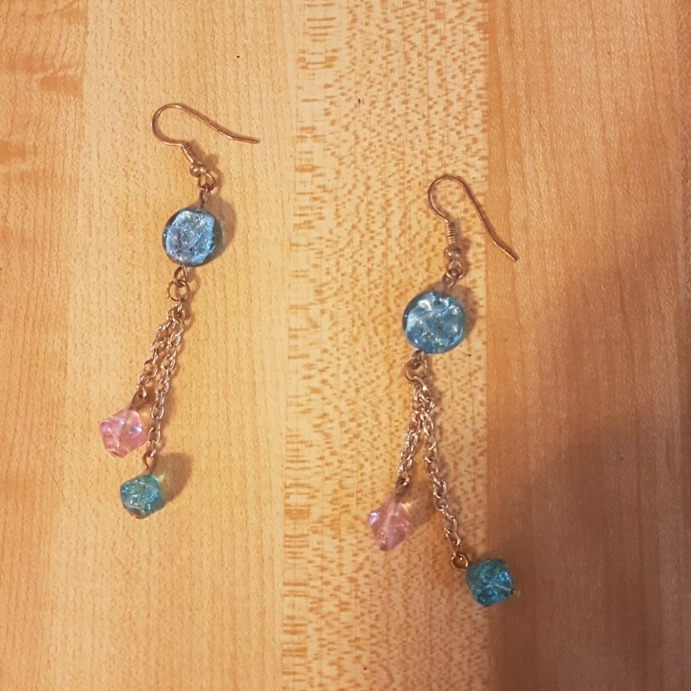 Pink and blue  earrings