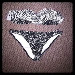 Victoria's Secret Black and White Ruffle Bikini