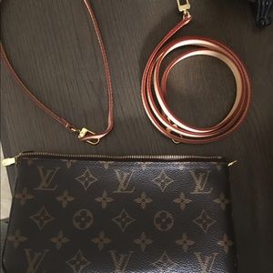 Louis Vuitton monogram pouchette clutch with strap