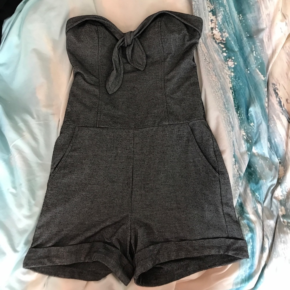 Gray strapless romper