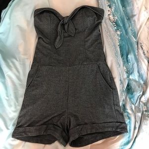 Gray strapless romper