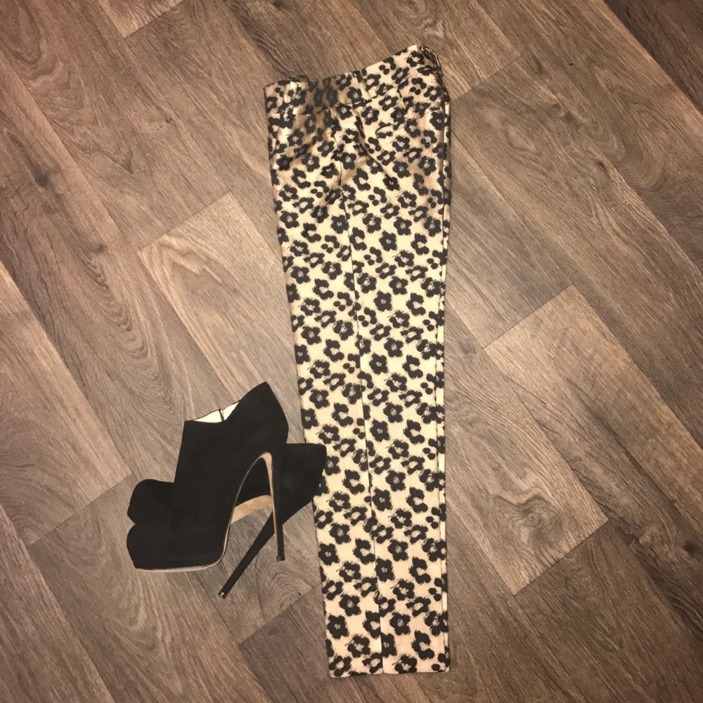 Animal Print Gold and Black Ankle Crop Pants