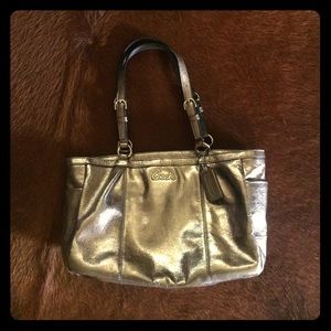 Gray Metallic Coach Purse