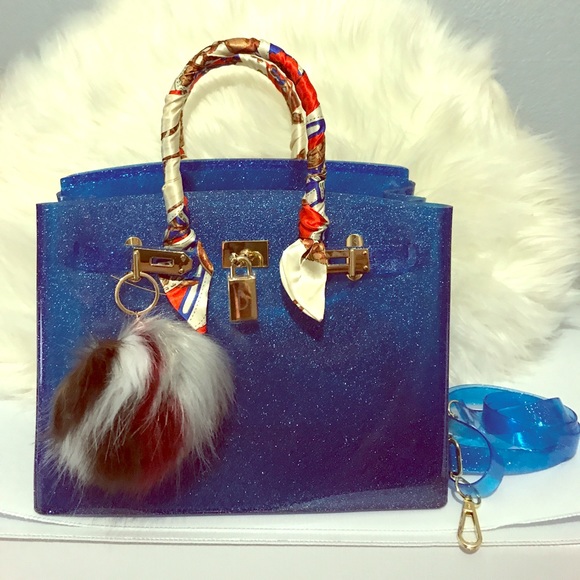 Bags Jelly Bean Bag In Blue Sparkle Poshmark