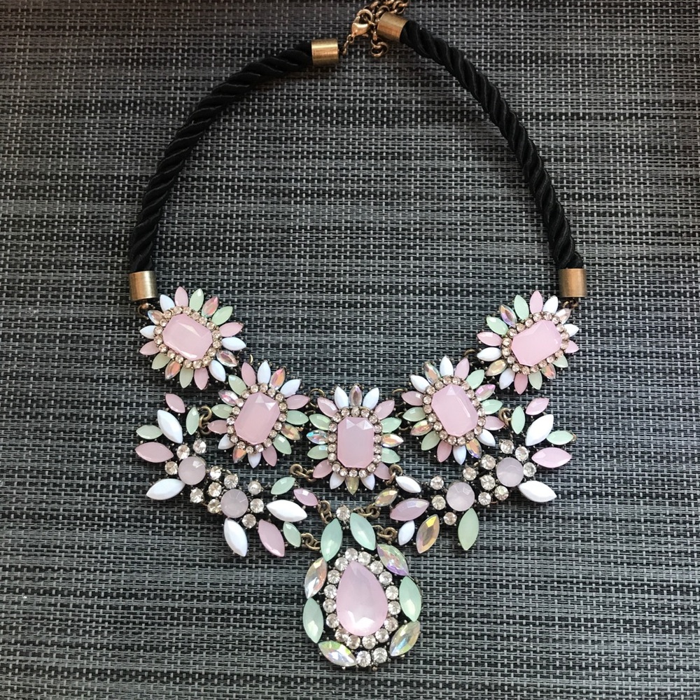 Large Floral Statement Necklace Gemstone Crystal