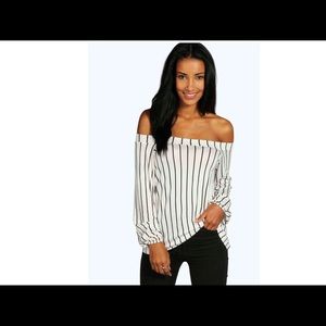Stripe Off The Shoulder Swing Top
