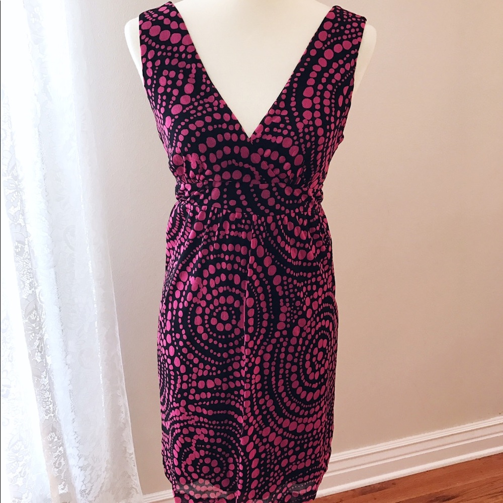 INC Pink and Black Dot Print Dress