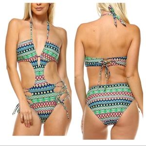 Multi color cut out Monokini swimsuit