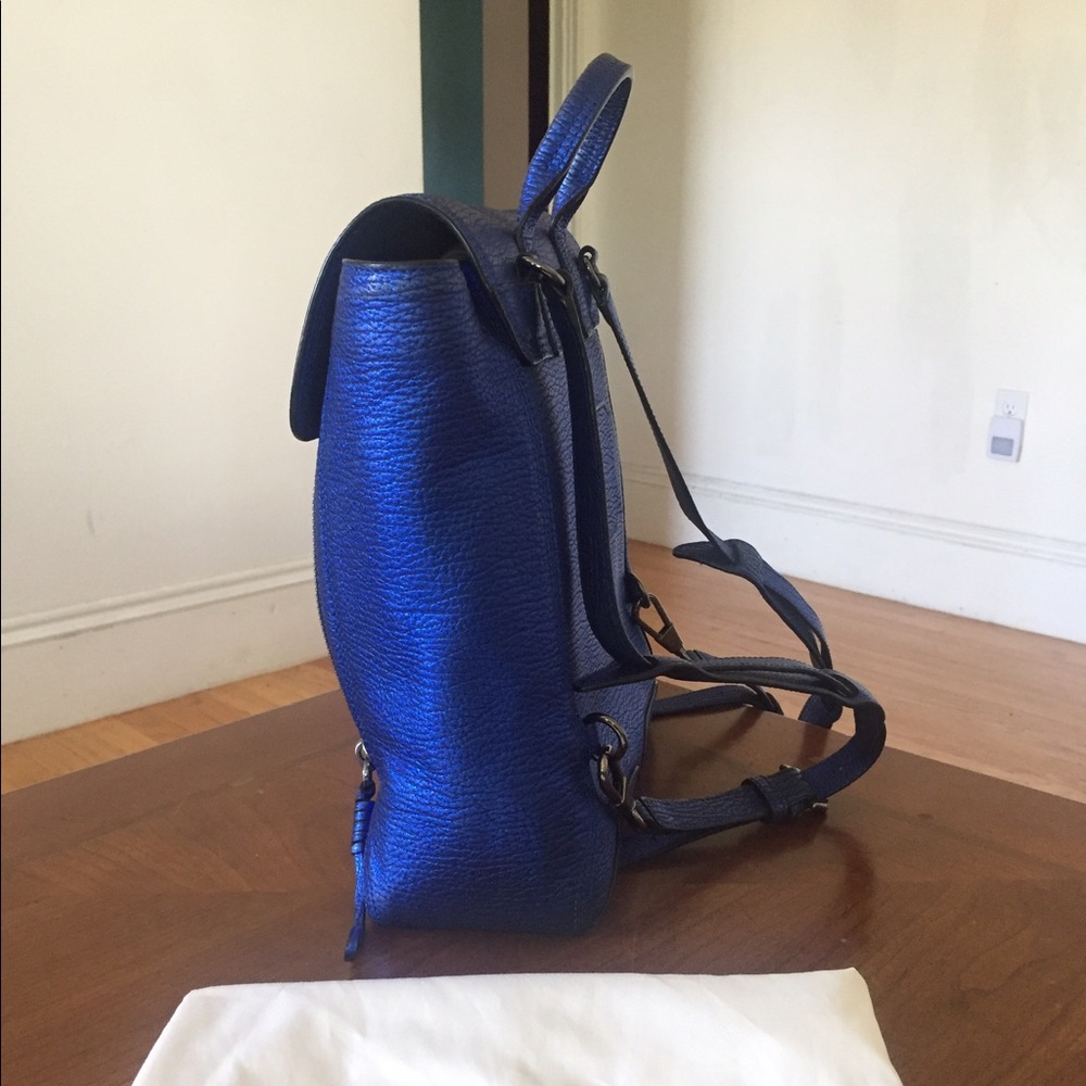 3.1 PHILLIP LIM Metallic Blue Pashli Backpack - Picture 3 of 8