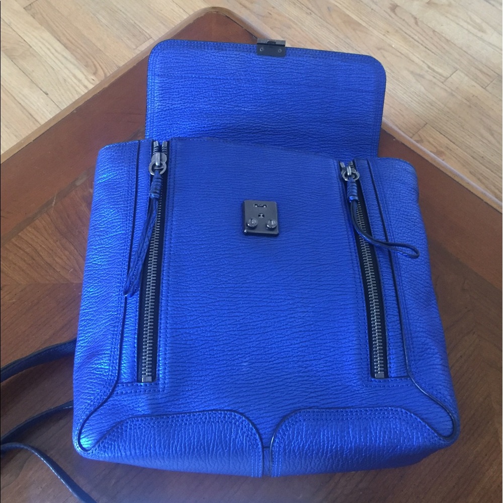 3.1 PHILLIP LIM Metallic Blue Pashli Backpack - Picture 6 of 8