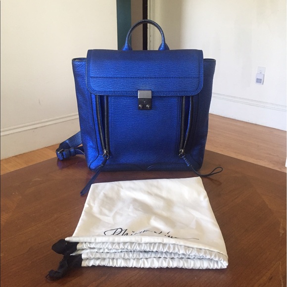 3.1 PHILLIP LIM Metallic Blue Pashli Backpack - Picture 2 of 8