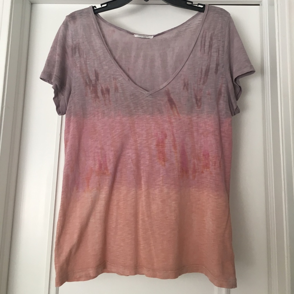 Dip dye v-neck tee