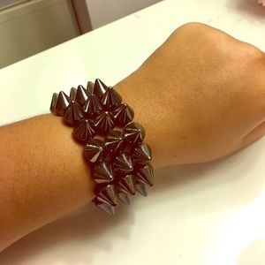 Gun metal grey spiky bracelets- set of 2