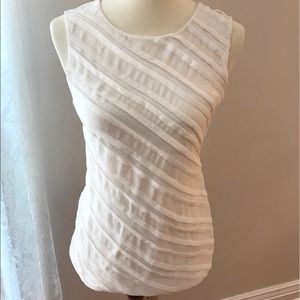 ANN TAYLOR Off White Chiffon and Sequin Shell