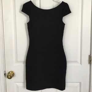 Express Black Form-fit cap sleeve stretch dress