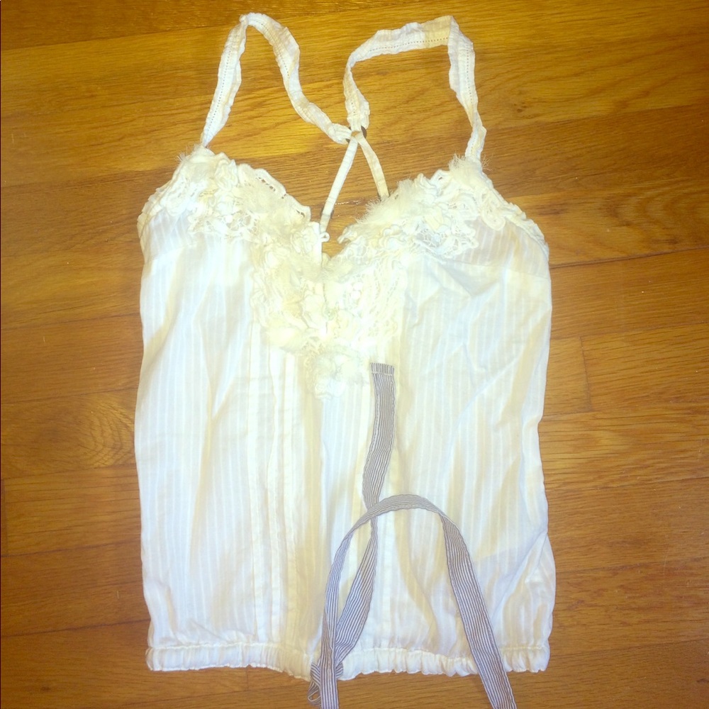 Cropped Tank with Flower Detail and Tie