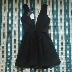 Deep V little black dress