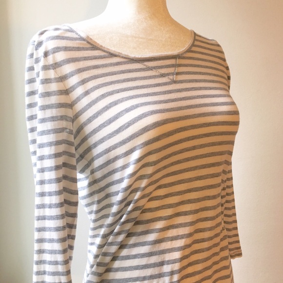J. Crew Tops - J.Crew Gray & White Striped Long Sleeve T-Shirt