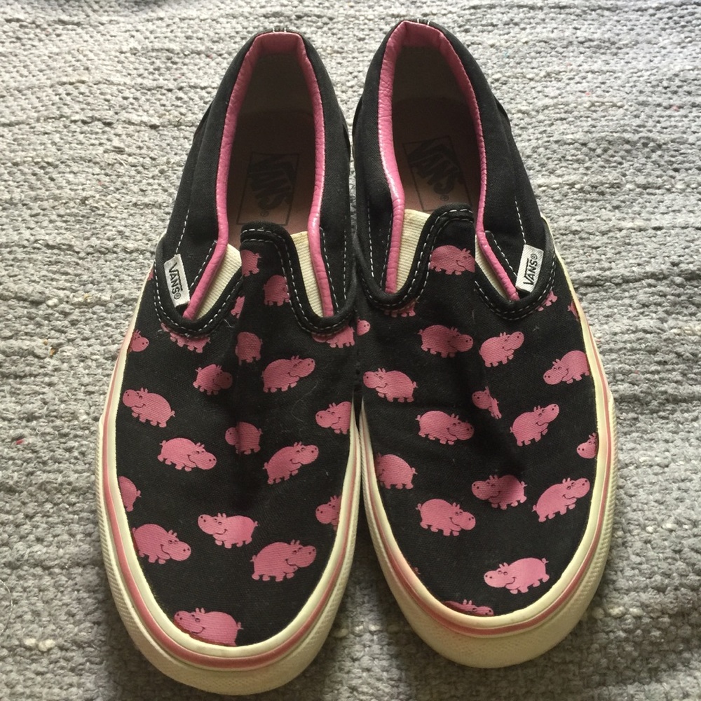Vans hippo black & pink slip on men size 7