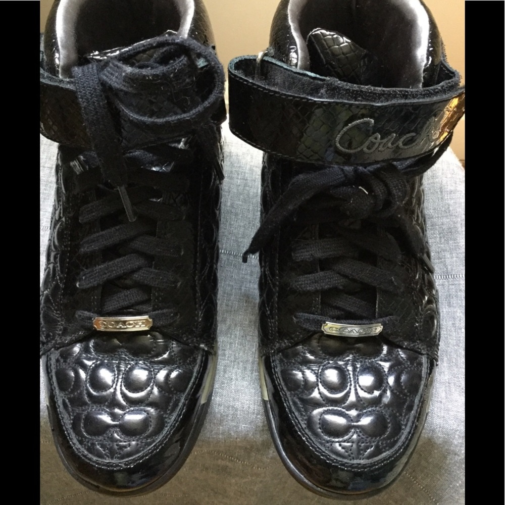 Coach Black Patent High Tops