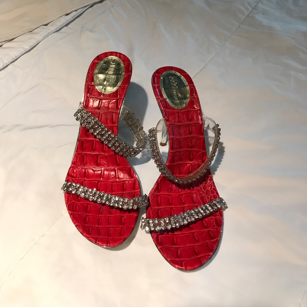 Juno two strap crystal heels