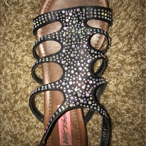 Betsey Johnson Shoes - Betsey Johnson iridescent rhinestone sandals!!