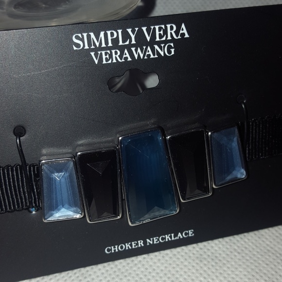 New Vera wang black & blue crystal ribbon choker - Picture 2 of 4
