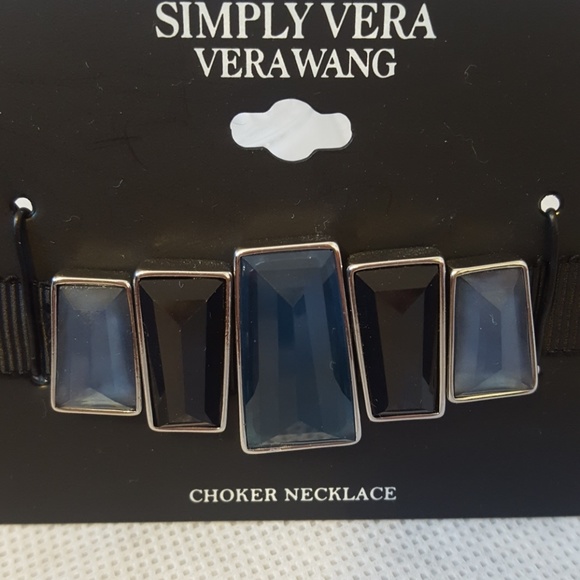 New Vera wang black & blue crystal ribbon choker - Picture 3 of 4