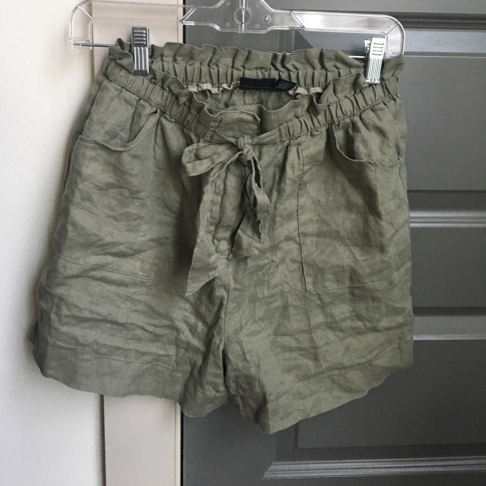 High waisted linen shorts