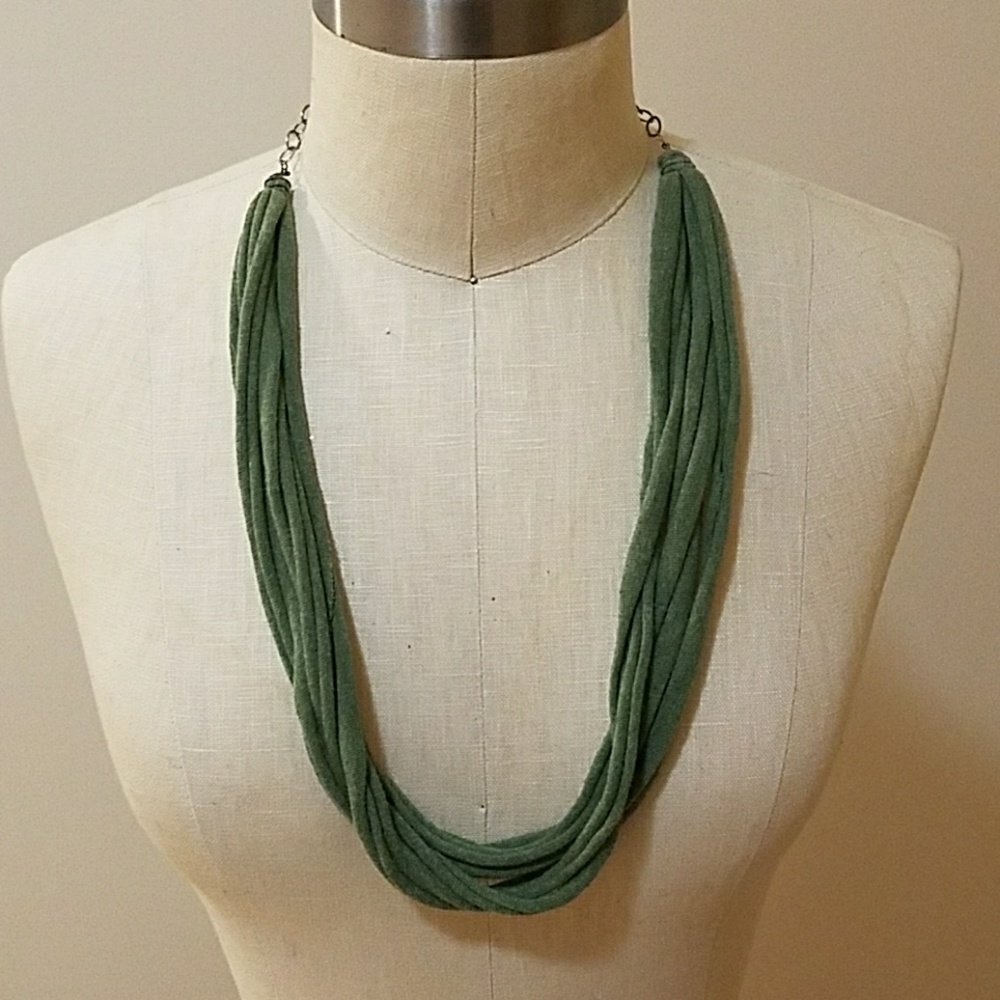 Sage green jersey and chain necklace