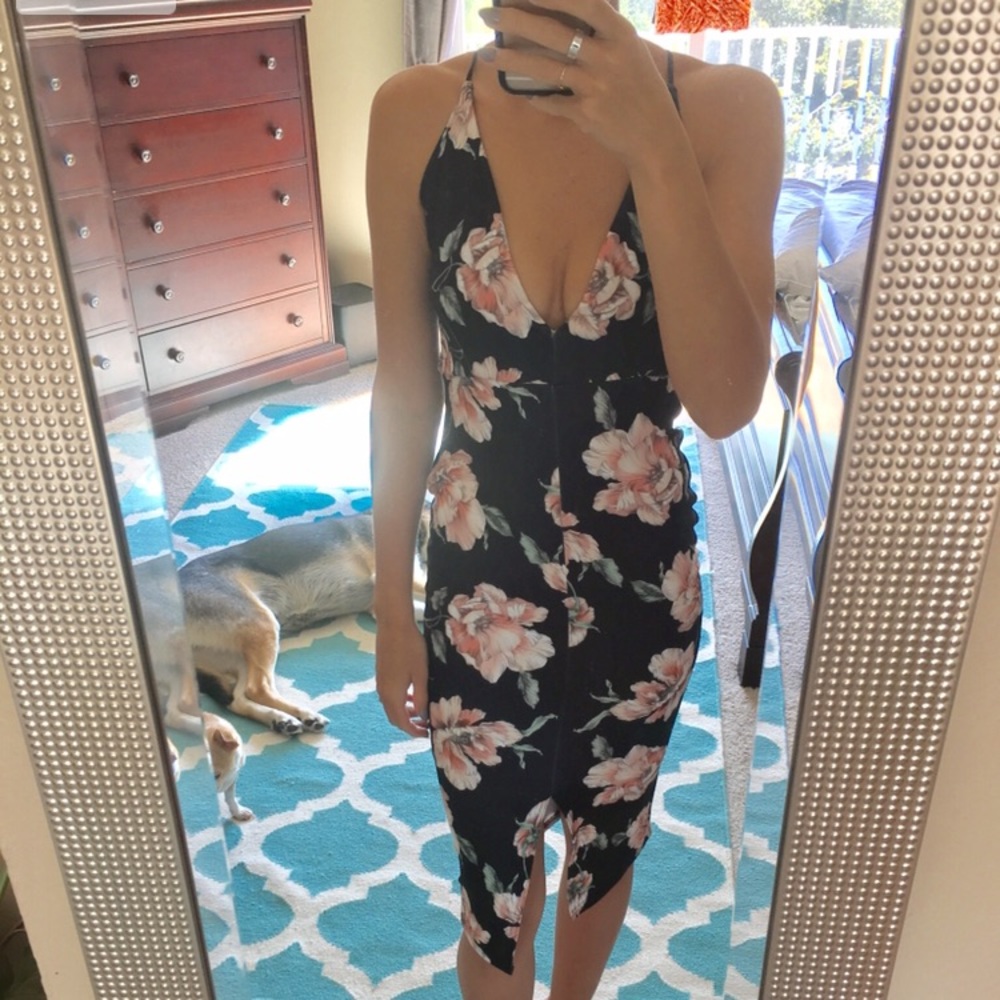 Floral cross back midi