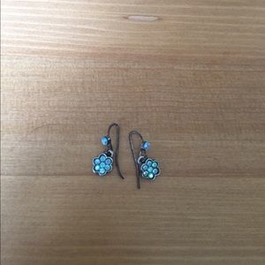 Blue rhinestone drop earrings