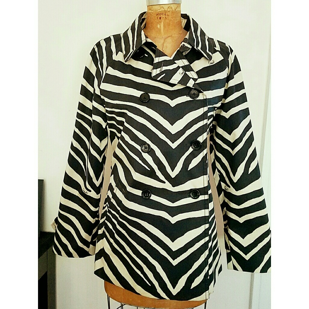 Women's Coach Zebra Print Short Trench Coach