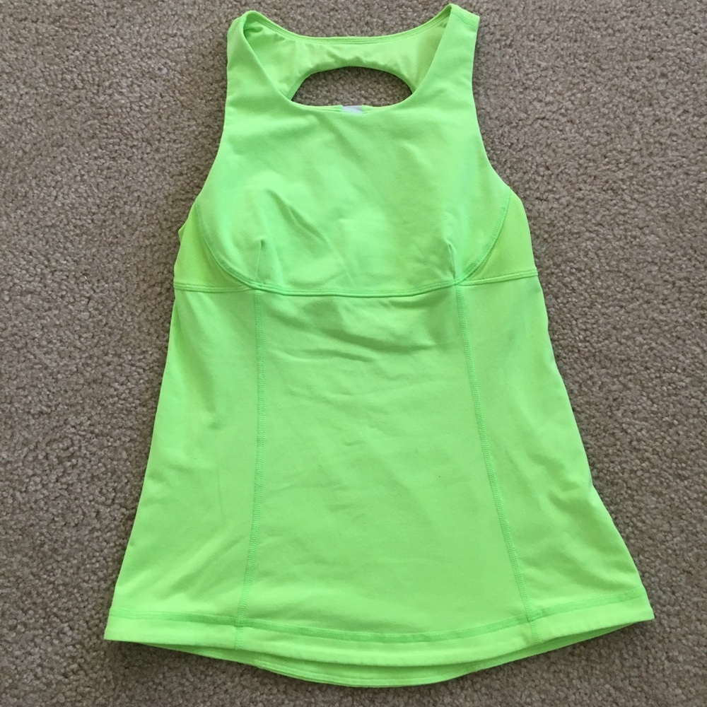 Lululemon bright green open back tank top