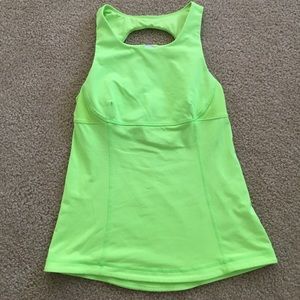 Lululemon bright green open back tank top