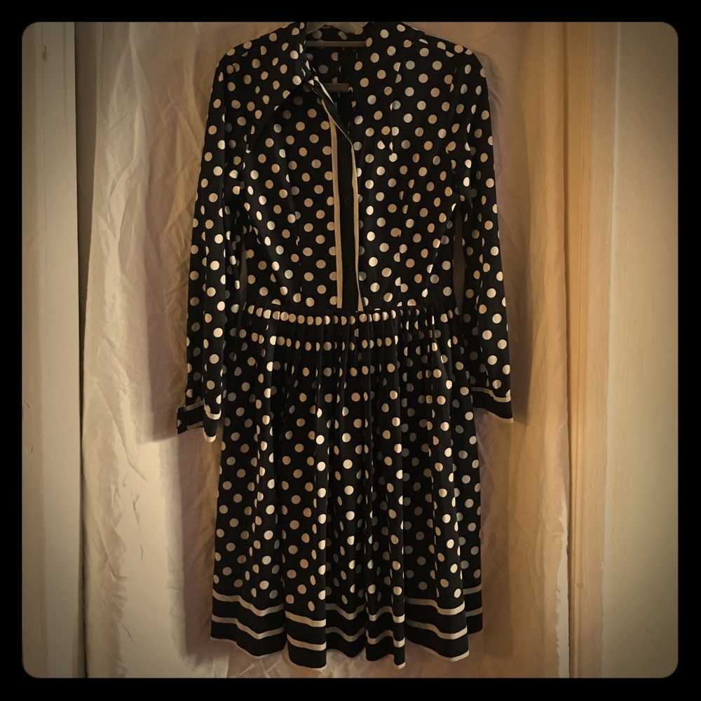Vintage Polkadots pleated skirt button up zip back