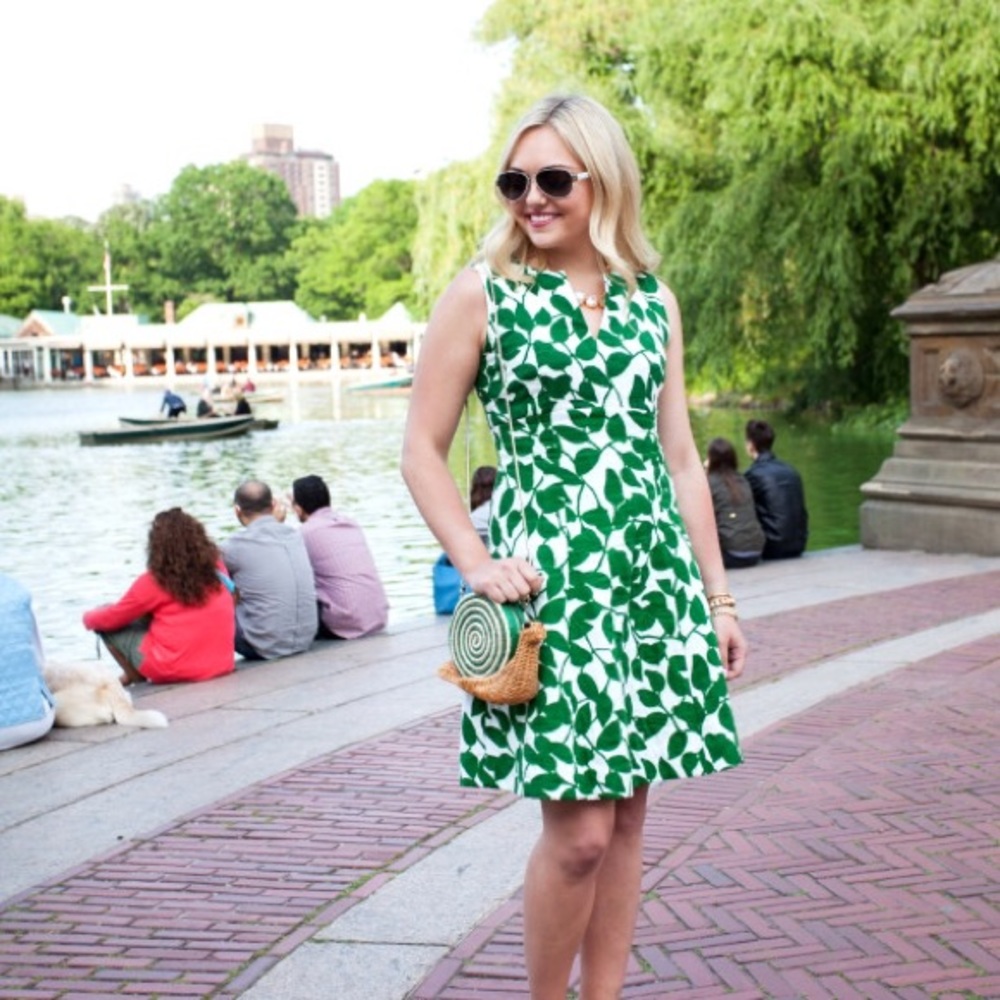 Kate Spade Green Garden Leaves Cotton Dress 8