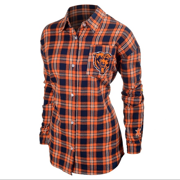 SOLD OUT Chicago Bears women's flannel long sleeve - Picture 1 of 5