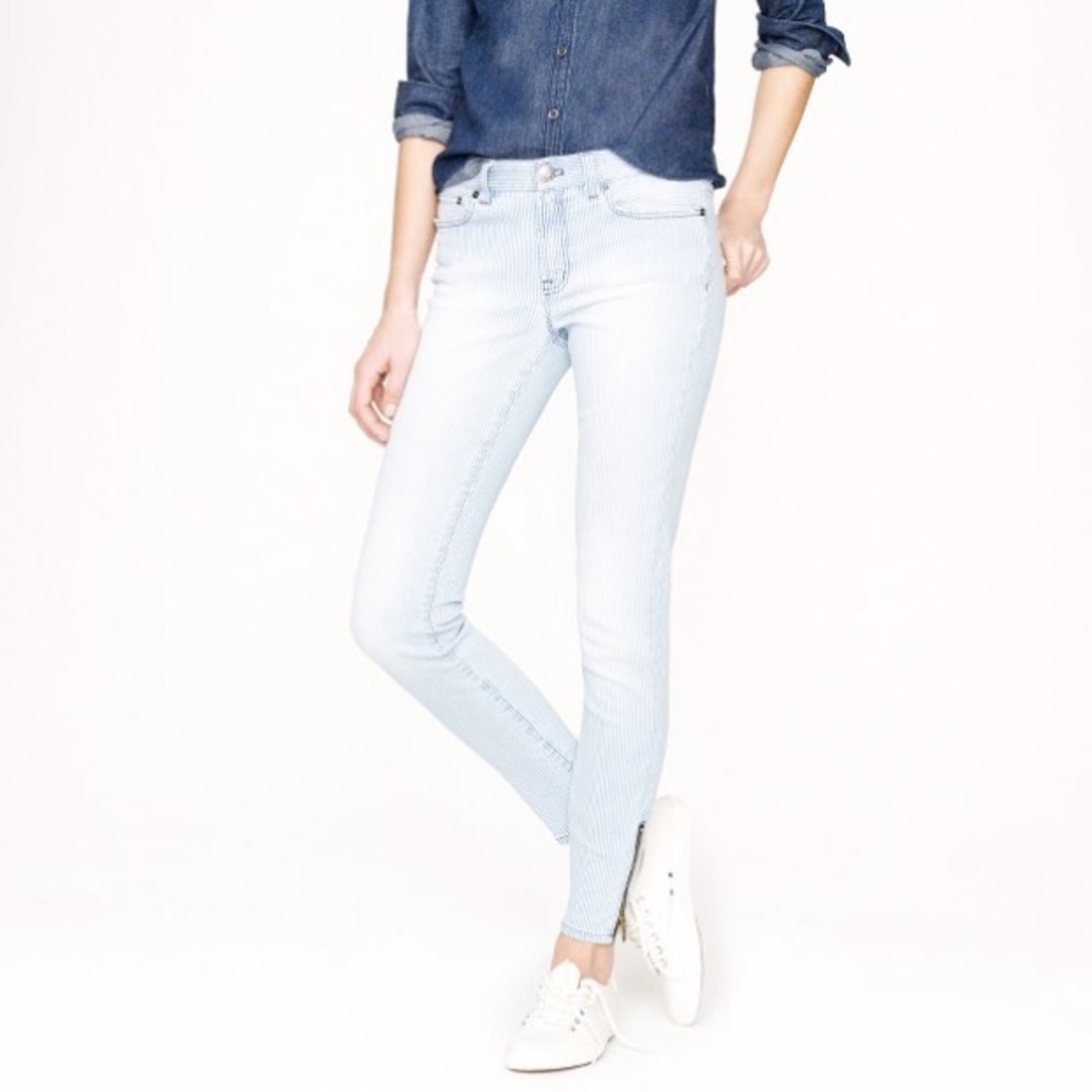 Jcrew toothpick jean in railroad stripe