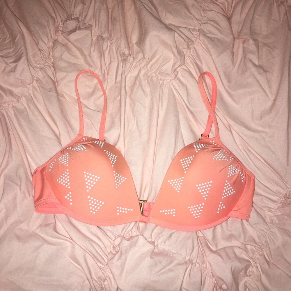 Neon coral push up bikini top!