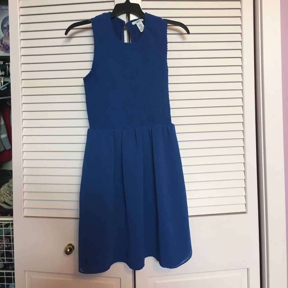 Royal blue fit and flare dress