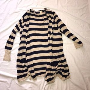 Cream and navy striped cardigan