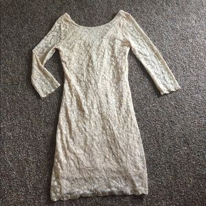 Forever 21 Quarter Sleeve Cream Lace Mini Dress